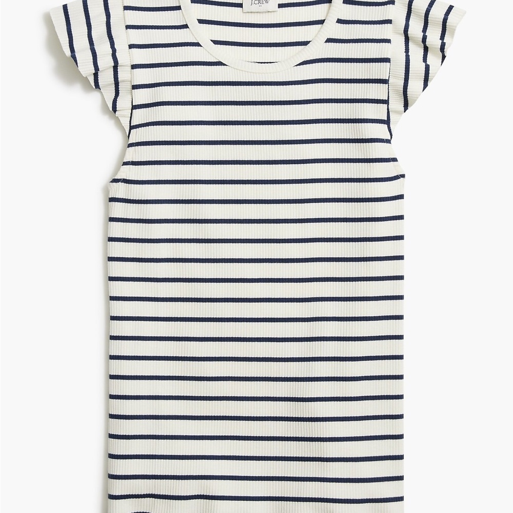 J. Crew Cream and Navy Striped Ribbed Tee